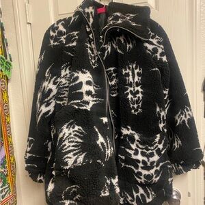 Dolls Kill Black & White tribal Sherpa Zip Jacket